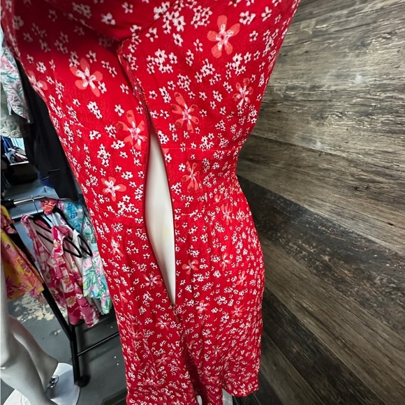 Zara Red Sweetheart Bell Sleeve Floral Sundress - Picture 4 of 6